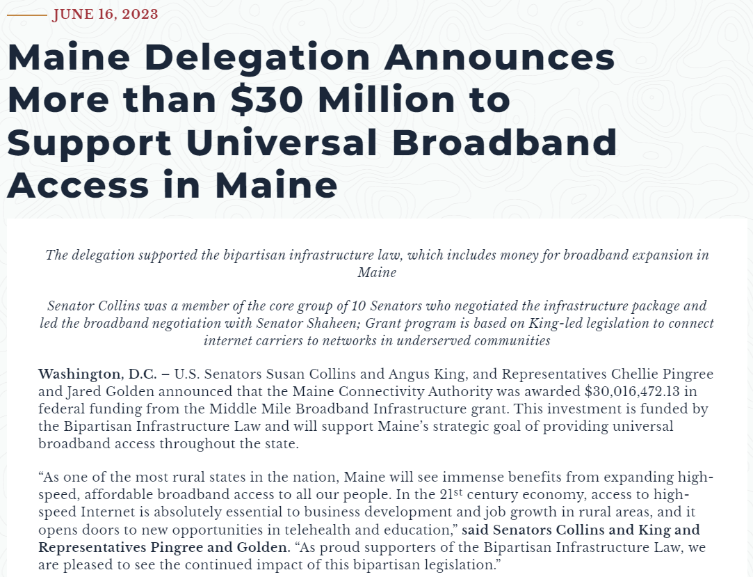 Maine Delegation Announces More than 30 Million to Support Universal